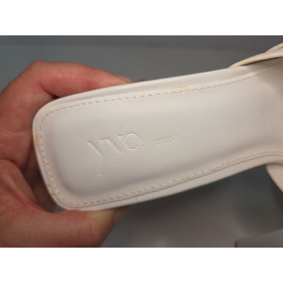 YVO People Open Toe White High heeled Slip On sandal Snakeskin Embossed Sz 8 W - Picture 6 of 9